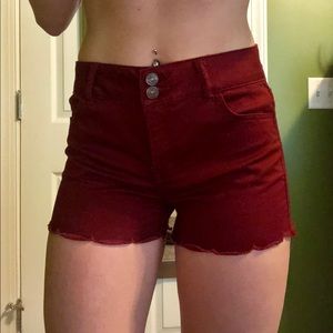 Maroon Scalloped Shorts